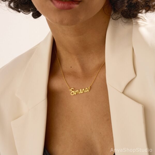 Colar com nome personalizado, colar com nome banhado a ouro 18K